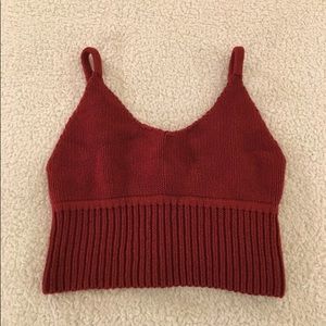 PINS + NEEDLES • Red Sweater Tank Crop Top • Size Large • NWT